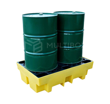 2 drum high-floor spill pallet for industrial spill containment
