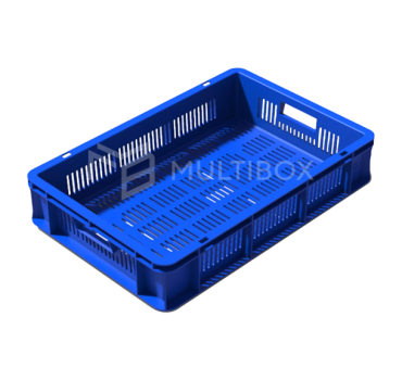 Ventilated plastic crate 600x400x120 mm for fresh produce and item transport
