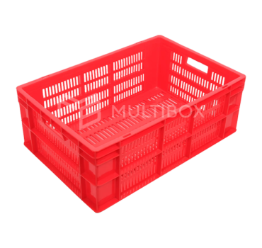 Ventilated plastic crate 600x400x220mm for storage and transport of perishable items